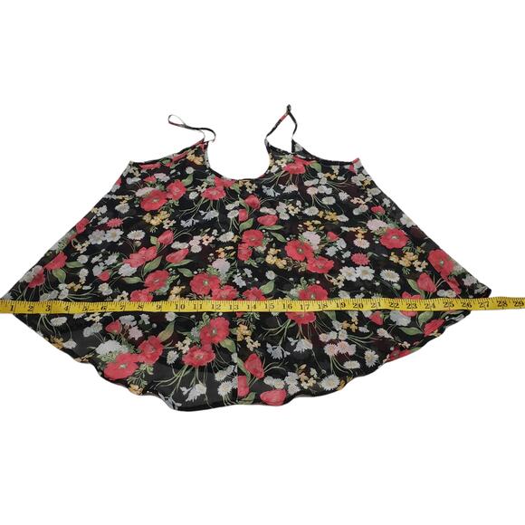 American Dream Shirt Tank Top Womens Small Floral Black Spaghetti Strap Casual - Picture 4 of 6